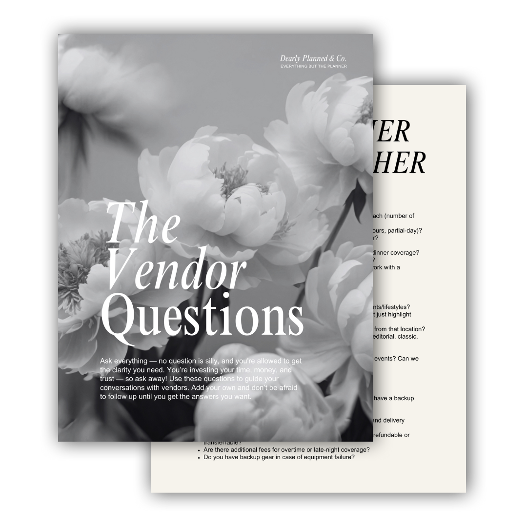 Wedding Vendor Questions