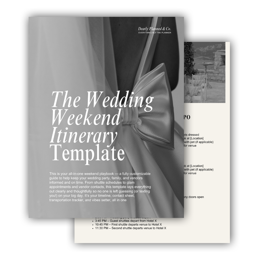 Wedding Weekend Itinerary Template