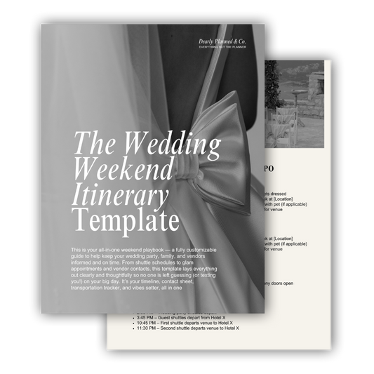 Wedding Weekend Itinerary Template